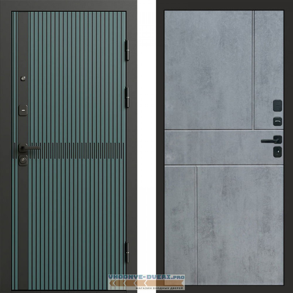 Входная дверь ГРАУНД Velutto Verde Бетон Горизонт бетон темный